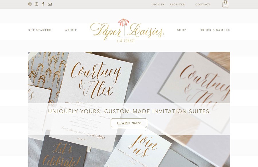 Custom Ecommerce Website Design and Functionality - Stationary and Invitations