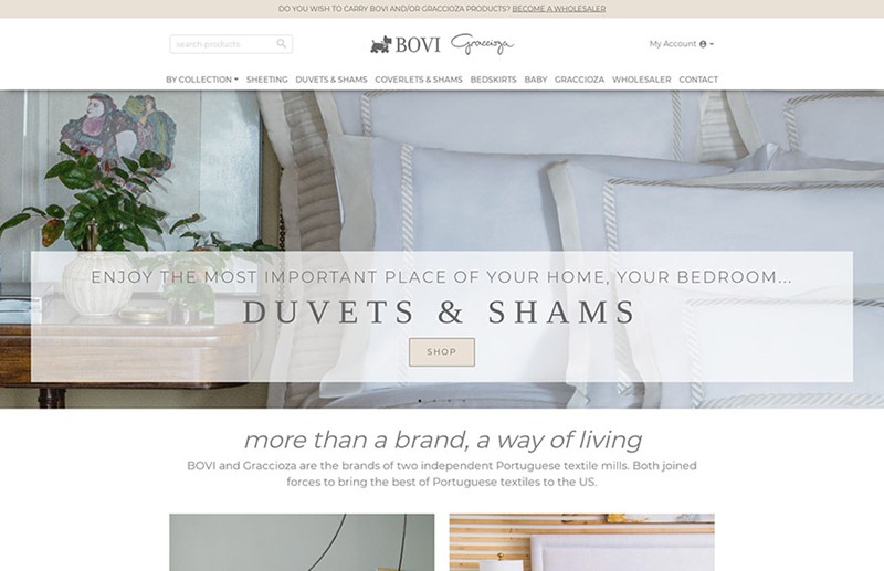 Wholesale Ecommerce Platform by Speartek for Wholesale Bedding Manufacturer