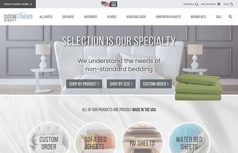 Custom Ecommerce Website Design for Bedding Manufacturer - By Speartek