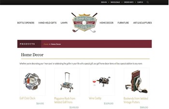 Ecommerce Website for Gifts and Home Décor - Golf Themed
