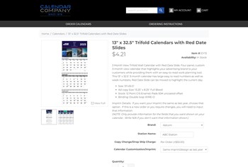 Calendar Company Store by Speartek for custom calendars.